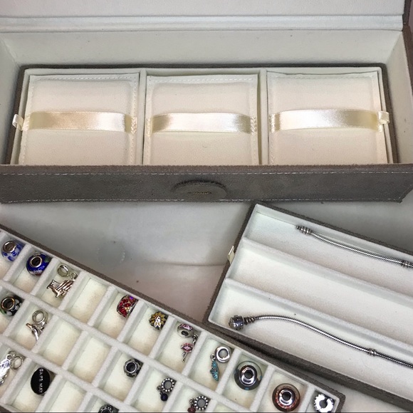 Sterling Silver Pandora Bracelets, Charms and Suede Jewelry Box. - Picture 3 of 8
